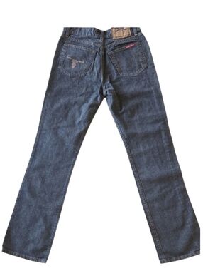 Womens Dark Gray Denim Straight-Leg Hi-rise Jeans - Classic Casual